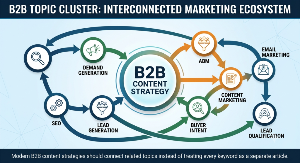 Modern B2B content strategies should connect related topics instead of treating every keyword as a separate article.